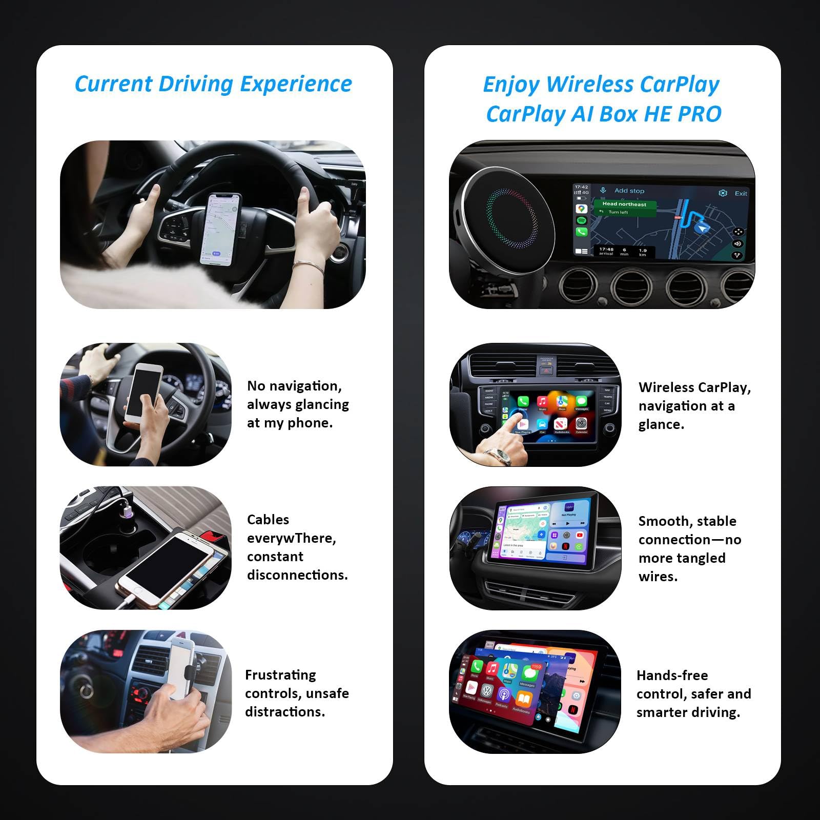 OneCarStereo CarPlay Ai Box HE Pro with Android 13 Octa-Core Chip